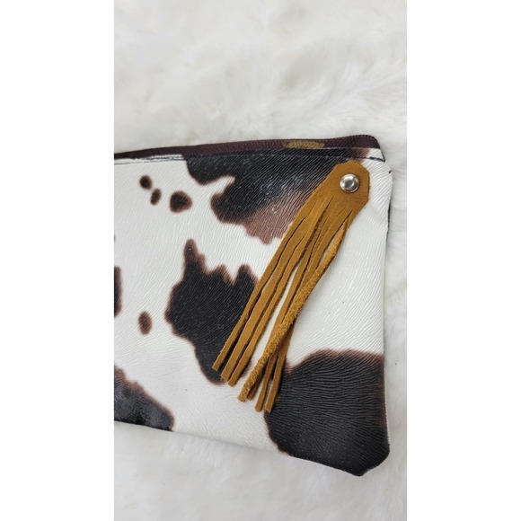 Handcrafted Fuax Leather Cow Print Coin Purse - Picture 2 of 7